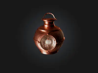 Worn-Out Copper Lantern Model Low-poly 3D model