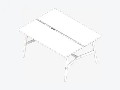 Desk - Timberline - Workstation - Dbl - Side - 2 - Person - Mid Low-poly 3D model