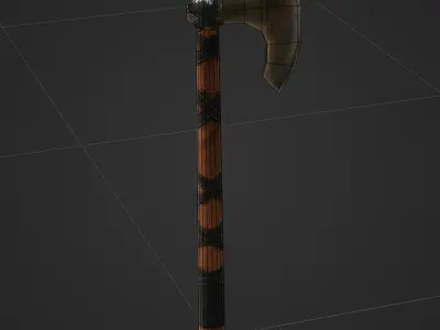 Viking Battle Axe with black stripes Free low-poly 3D model