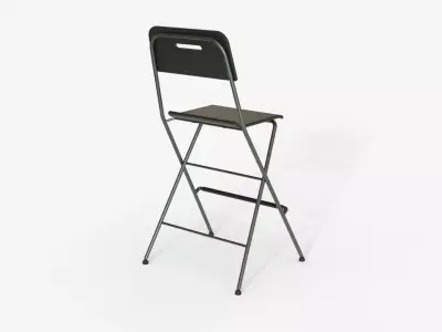 Black Steel Folding Bar Chair 3D model