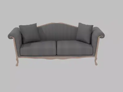 Vintage Victorian Striped Sofa Couch 3D model