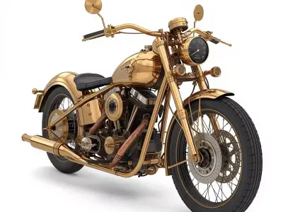 Steampunk Luxury High-Performance Motorcycle 3D Model Low-poly 3D model