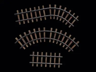 Train Track Low-poly 3D model
