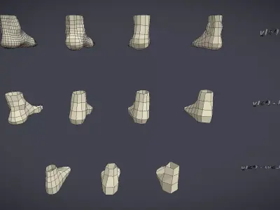 Base Mesh Pack - Foots Low-poly 3D model