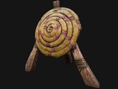 Medieval Wooden Straw Target Dummy for Combat Shooting range Low-poly 3D model