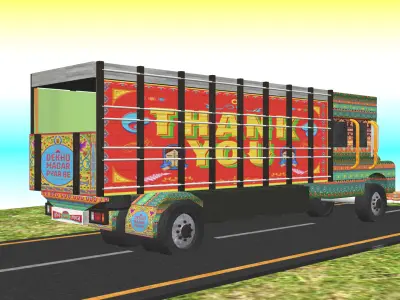 Indian Truck Model 3 Low-poly 3D model