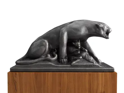 Lying panther sculpture 3D model