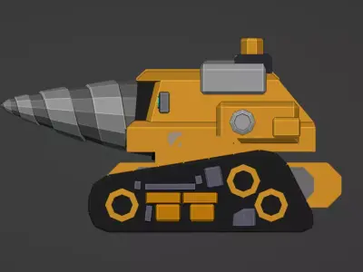Low Poly Drill Tank Game Ready Vehicle Low-poly 3D model