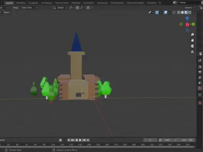 castle tower with trees in it Low-poly 3D model