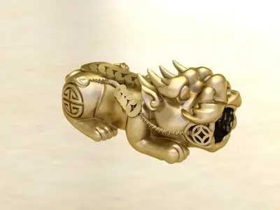 CHARM 3D PRINT golden lion figurine 3D print model