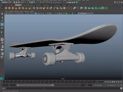 Skateboard with american flag 3D model