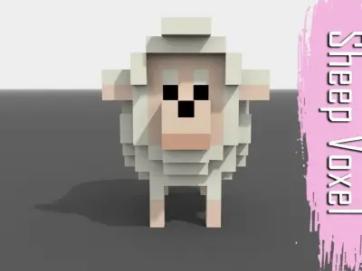 Voxel Sheep Low-poly 3D model