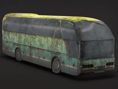 Tourist Bus Abandoned Low Poly  Low-poly 3D model