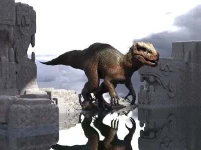 Tyrannosaurus rex  In Mayan Temple ruins Kit bash 3D model