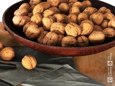 Walnut and Hazelnut Plate 3D model