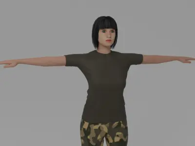 Soldier Woman Low-poly 3D model