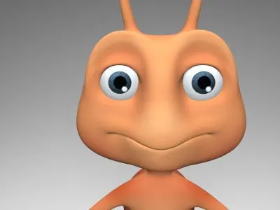 Rigged cartoon Ant character Low-poly 3D model