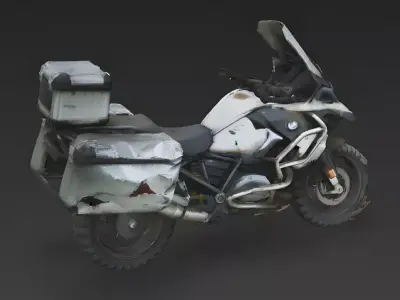 Realistic Crashed Adventure Motorcycle 3d model Low-poly 3D model