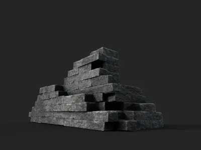 Old Ruined Wall Low-poly 3D model purchase