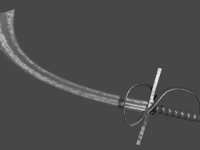 Khora sword with Flamberge handle Low-poly 3D model
