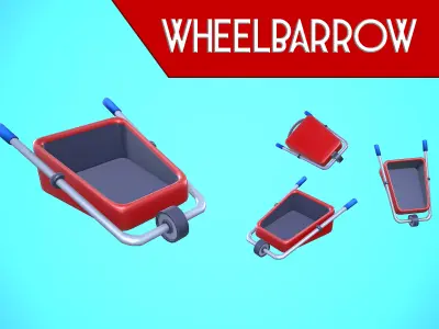 WHEELBARROW CARTOON STYLIZED Low-poly 3D model