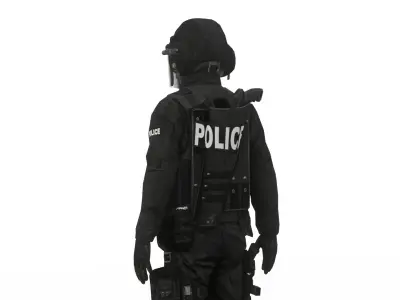 SWAT Tactical Soldier 3D Model Rigged Game Ready Special Forces Low-poly 3D model