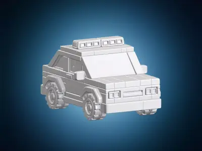 Brick Police Car 3D Print Model 3D print model