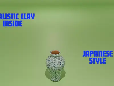 High-Quality Game Ready Traditional Japanese Porcelain Vase Low-poly 3D model