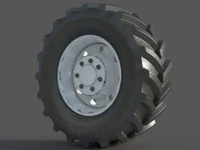 Tractor wheel Rim Tire 1 3D model