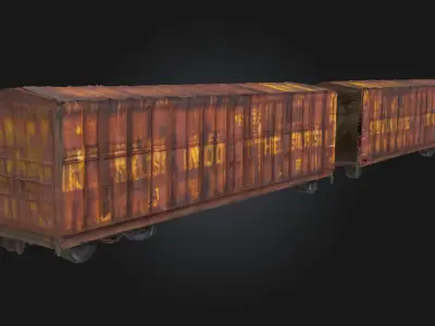 Rusty Boxcars  Weathered Train Cargo 3D model
