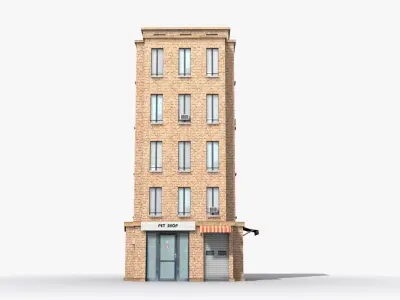 Apartment Building x35 Low-poly 3D model