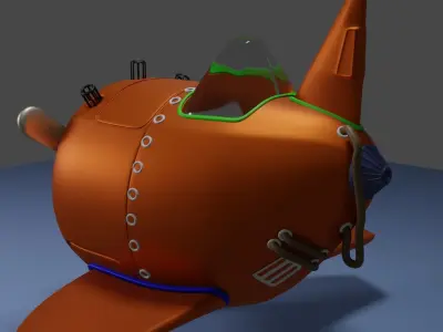 Aircraft orange toy airplane Free low-poly 3D model