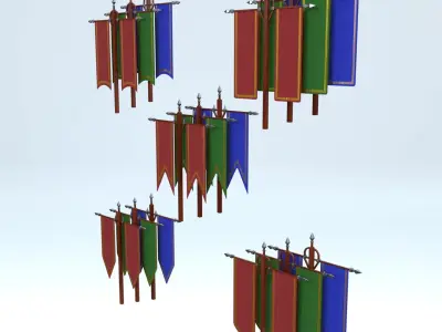 Double Banners 3D model