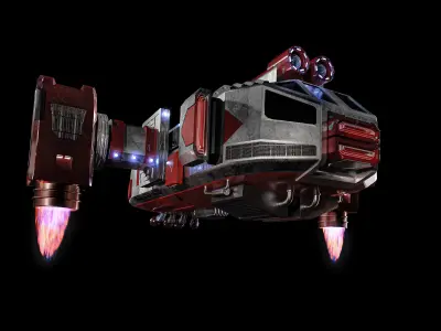 Spacecraft with Thrusters 3D model