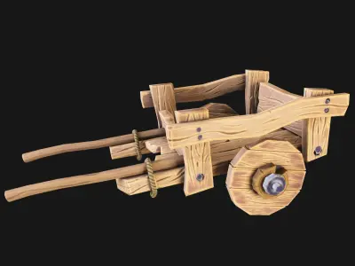 Stylized medieval cart Free low-poly 3D model