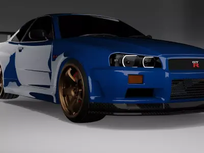 Nissan GTR R34 Skyline Ready For Unity Free 3D model