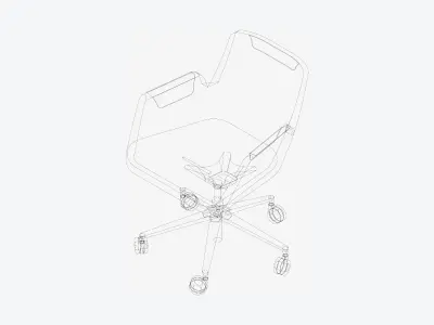 Furniture - Chair - Contemporary - Low - Swivel - Star Castors Low-poly 3D model