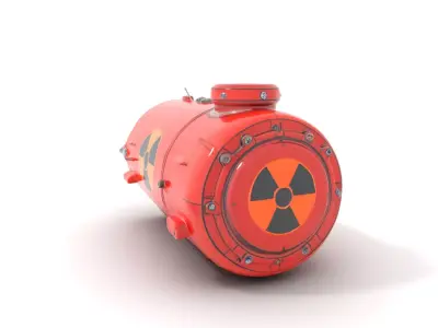 Red Torpedo Model Pack with Hazard Symbol Low-poly 3D model