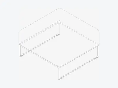 Furniture - Sofa - Contemporary - Line - Footstool Low-poly 3D model