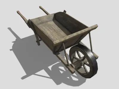 Wheel barrow Low-poly 3D model 2