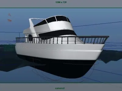 Boat with Ocean  Low-poly 3D model