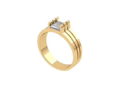 Emerald Solitaire Ring 3D print model 35