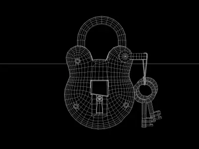 Medieval Padlock t1 3D model