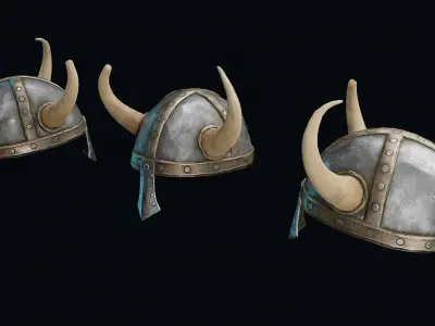 Helmet with horns Low-poly 3D model