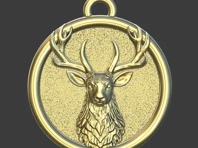 Majestic Stag Medallion 3D print model