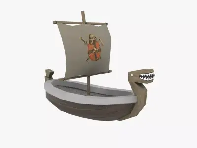 ship low poly viking Free low-poly 3D model