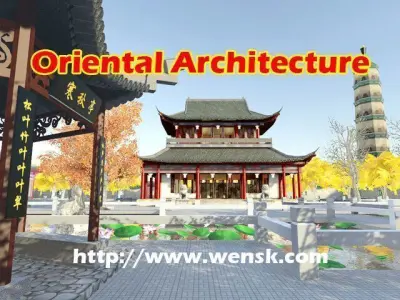 Oriental Architecture Low-poly 3D model