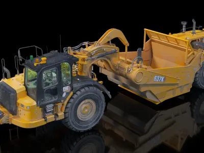 Cat 637k Scraper Dirt 3D model