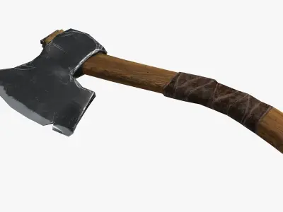 Wooden ax Low-poly 3D model