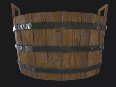 Old wooden bucket Free low-poly 3D model